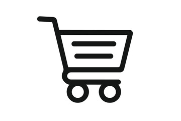 Aufkleber - E-commerce Shopping Cart Icon Vector Illustration for Apps and Websites, Bold Black Line Art, Modern Minimal Design, Transparent Background for UI, Checkout, Online Store, Retail Marketing, PNG Vector