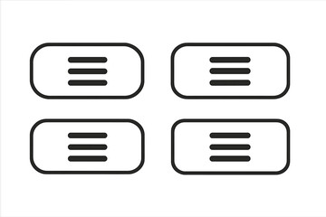 Aufkleber - Modern Black Hamburger Menu Button Icons Set for Web and Mobile UI Navigation, Minimalist Rounded Rectangle Design Elements, Flat Vector Collection of 4 Burger Menu Symbols for App Interface