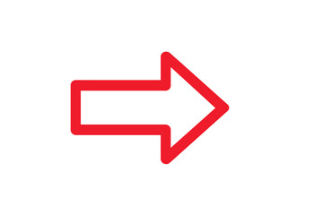 Aufkleber - Bold Red Outline Right Arrow Symbol. Forward Direction Pointer. Navigation, Progress, Growth, Success Concept. Transparent Vector Icon for Web, Signage, Interface. Modern Directional Design Element