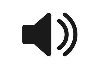 Aufkleber - Sound on icon. Volume up symbol. Audio speaker pictogram for web design. Loudspeaker button for mobile app interface. Simple flat black glyph vector illustration isolated.