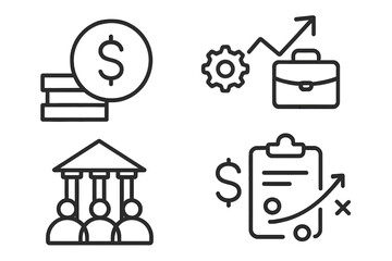 Poster - Business and finance line icon set. Vector symbols for money, corporate growth, financial strategy, banking, and business management. Thin line outline style for web design.