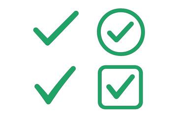 Aufkleber - Green check mark vector icon set. Simple tick symbol collection for approved, correct, and accepted concepts. Vote, choice, and checklist design element for success or completion.