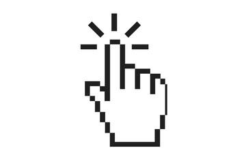 Aufkleber - Click cursor icon. Computer mouse pointer. Hand pointer symbol. Clicking finger. Pixel cursor illustration. Web button concept. User interface element. Select and press symbol.