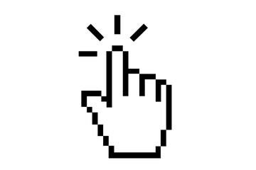 Aufkleber - Click cursor icon. Pixelated hand pointer symbol for web design. Computer mouse clicking finger gesture. Vector illustration for website button, link, or user interface element.