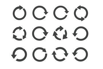 Aufkleber - Arrow icon set for refresh, reload, rotation. Circular arrows pictogram collection. Loop, recycle, and update symbols. Simple flat vector graphic for web design UI UX.