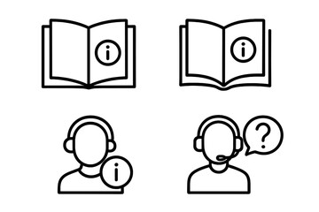 Aufkleber - Information icon set in line style. Help desk, user manual, instruction, guidebook, reference, and FAQ symbols. Customer support and assistant for web and mobile app.