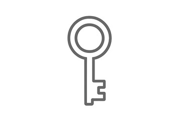 Poster - Minimalist Metal Key Icon Vector Illustration. Simple Outline Key Symbol for Security, Access, Password, Privacy, Lock, Unlock Concepts. Transparent Background. Modern Linear Design for Web and Print