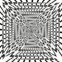 Poster - Geometric square pattern. Abstract grid lines. Optical illusion Vector. Dynamic visual effect.