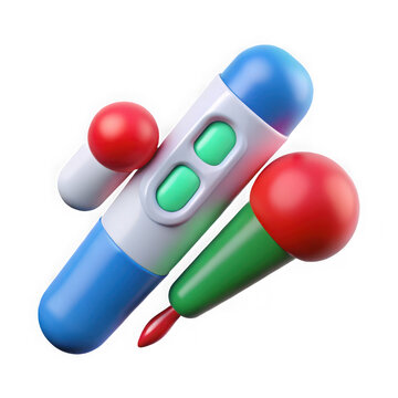 Stylized 3d rendering of a pregnancy test and a red green marker pen isolated on transparent background