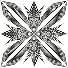 Poster - Abstract symmetrical pattern. Geometric sharp shapes. Optical illusion element. Vector modern design