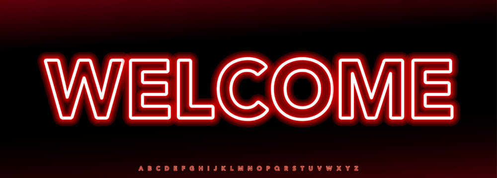 Neon glow alphabet, vibrant electric letter shapes, bold modern font for party branding, nightclub headline, bright luminous phrase, stylized typography, graphic design identity. Vector typeset.