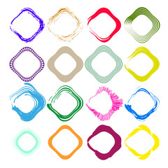 Poster - Colorful diamond frames. Abstract rounded shapes. Vibrant artistic borders. Vector graphic elements.