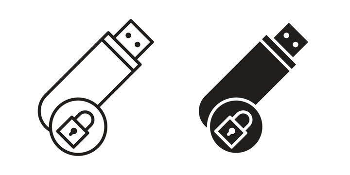 Pendrive security icon vector illustration on a transparent background.