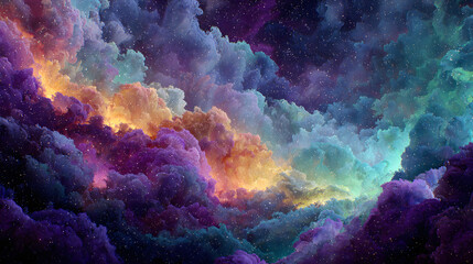 Wall Mural - Abstract swirling nebula cosmic art vibrant colors