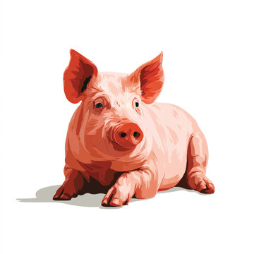 pig isolated in White Background, pig vector, Flat lay vector illustration