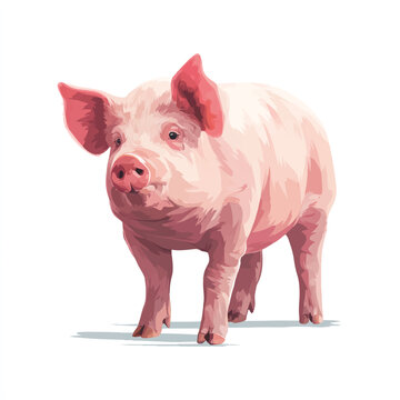 pig isolated in White Background, pig vector, Flat lay vector illustration