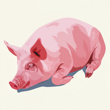 pig isolated in White Background, pig vector, Flat lay vector illustration