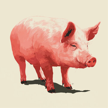 pig isolated in White Background, pig vector, Flat lay vector illustration