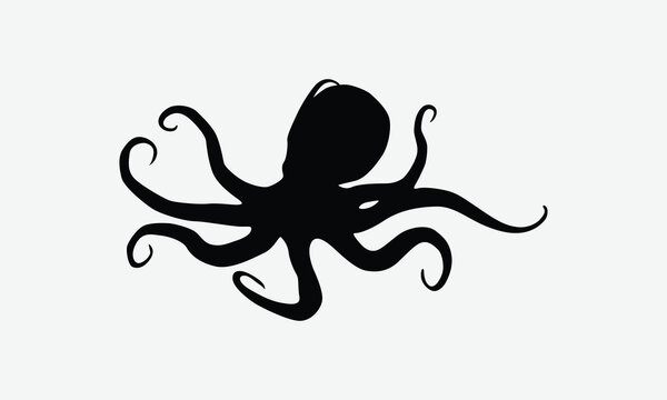 Octopus Silhouette Bundle, Illustration written vector t-shirt design, Calligraphy graphic design.