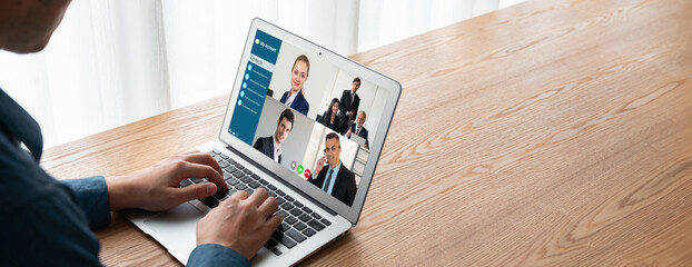 Aufkleber - Business people on video conference for modish virtual group meeting of corprate business office workers