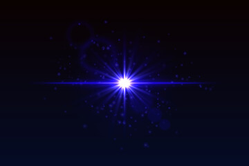 Wall Mural - light burst with glow particles and subtle lens flare rings. radiating star flash on black backgroun