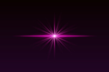Wall Mural - purple starburst light with sharp rays and glow effect. radiating flare creates elegant highlight fo