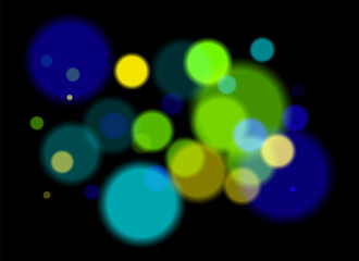 Wall Mural - colorful blurred circles on dark background with smooth soft edges. overlapping glowing bokeh create