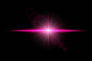 Wall Mural - intense bright flare burst with radial beams and lens reflection. central explosion of light on dark