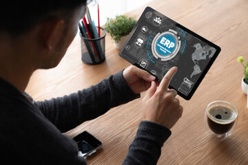 Fototapete - ERP enterprise resource planning software for modish business to plan the marketing strategy