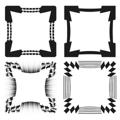 Poster - Square frame collection. Ornate border Vector. Decorative corner elements. Abstract ornament set.