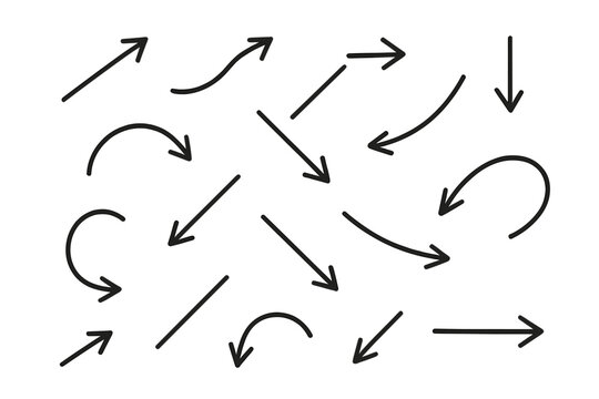 A collection of hand-drawn arrow vectors and mark point icons for business and educational design elements