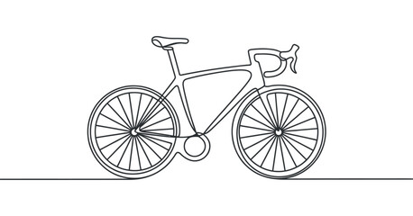 Poster - Sleek Single Line Drawing of a Road Bicycle A Modern Minimalist Depiction of Cycling on a Clean White Backdrop