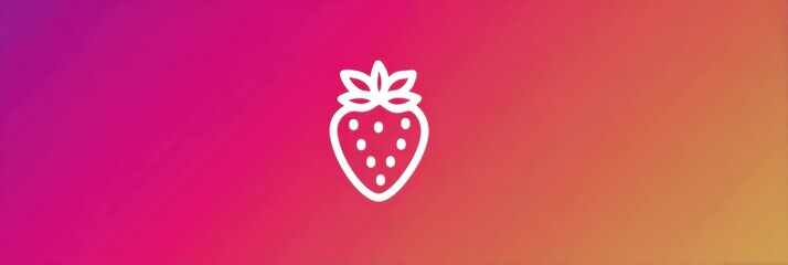 Poster - Vibrant Gradient Background With Simple Strawberry Icon on the Right Side in Modern Style, Perfect for Design Projects or Food-Related Themes