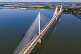 Aerial image of Queensferry Bridge in Edinburgh - Scotland. 
