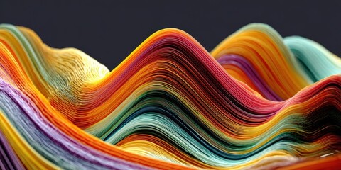 Leinwandbilder - Colorful 3D Abstract Wave Pattern with Dynamic Lines