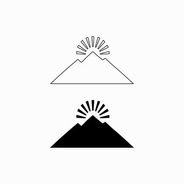 landscape symbol mountain vector illustration black graphic set
