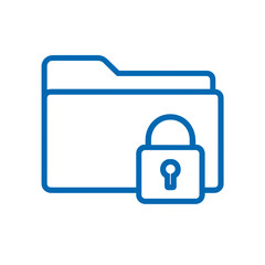 Fototapete - Data and Documents Icon with Lock Symbol in Line Art Style  