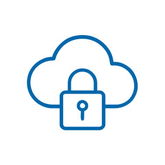 Fototapete - Data and Documents Icon with Cloud and Lock Symbol in Blue  