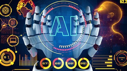 Poster - AI Assistant Brain Processor with LLM Technology, Big Data, Machine Learning, Generative AI for Business Support, Future Agentic AI Technology and Artificial Intelligence Prompt Engineering. Thunk