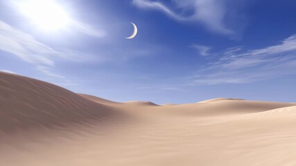 Wall Mural - the sky is dark and cloudy, with a crescent moon shining brightly in the middle. the clouds cover th