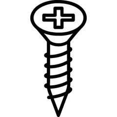 Poster - Wood screw with phillips head outline icon vector