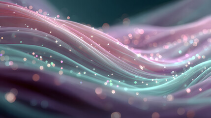 Poster - Abstract Wave Art Pink Teal Bokeh Background