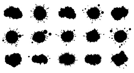 Poster - Abstract Black Ink Blot Set: A versatile collection of abstract black ink blots, perfect for adding an organic, artistic touch to any creative project.