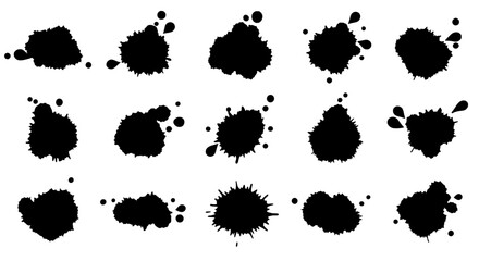 Poster - Ink Splash Collection: A collection of individual ink splashes with diverse shapes and sizes, captured in a high-resolution. perfect for adding a textured artistic effect to your projects.