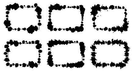 Fototapete - Ink Blot Frames: An array of six unique, textured ink blot frames, each offering a distinct, artistic border for your design needs.