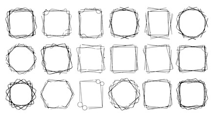 Fototapete - Geometric Shapes: A collection of hand-drawn, whimsical, frames and geometric shapes, suitable for a variety of graphic design projects.