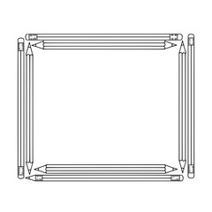 Fototapete - Pencil Frame: A meticulously arranged border, composed of sleek pencils, creates an elegant frame perfect for artistic or educational content.
