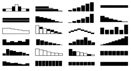 Poster - Abstract Data Visualization: A collection of dynamic bar graphs, designed to showcase business and financial data, presented in a series of stark.