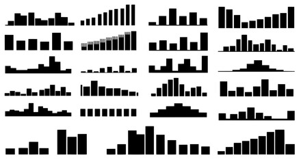 Poster - Dynamic Data Display: An array of abstract bar graph representations, each offering a unique visual of data trends, reflecting diverse metrics and information sets.