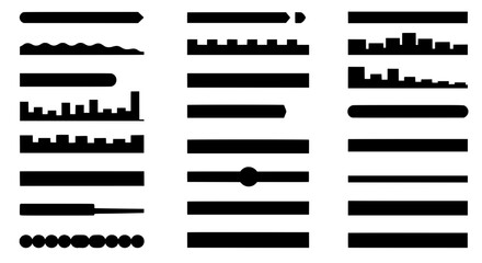 Fototapete - Design elements : A collection of meticulously crafted, monochromatic graphic elements, each exuding a unique visual character.
